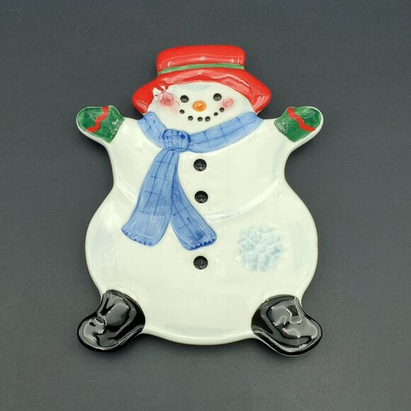 Pfaltzgraff Snowman Plate Snowman Shaped Spoon Rest - Picture 3 of 4